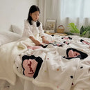 GobekUsa Cartoon Lamb Wool Blanket: Double-Layered, Thick & Warm for Children & Adults