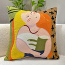 GobekUsa Cartoon Oil Painting Embroidery Throw Pillow for Office Chair, Living Room, Bedroom