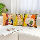 GobekUsa Cartoon Oil Painting Embroidery Throw Pillow for Office Chair, Living Room, Bedroom