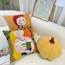 GobekUsa Cartoon Oil Painting Embroidery Throw Pillow for Office Chair, Living Room, Bedroom