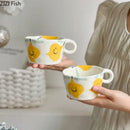Cartoon pattern ceramic coffee mug kitchen floral tea cup by Decorbites
