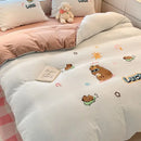 GobekUsa Cartoon Pattern Embroidered Bedding Sets: Cozy, Soft, and Breathable for Kids and Adults