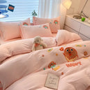 GobekUsa Cartoon Pattern Embroidered Bedding Sets: Cozy, Soft, and Breathable for Kids and Adults
