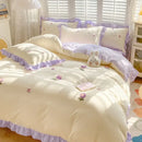 GobekUsa Cartoon Princess Embroidered Cotton Bedding Set for Adult Girls