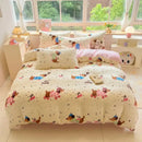 GobekUsa Cartoon Print Milk Velvet Bedding Set: Cozy, Skin-Friendly Winter Bedclothes