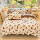 GobekUsa Cartoon Print Milk Velvet Bedding Set: Cozy, Skin-Friendly Winter Bedclothes