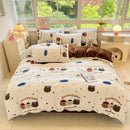 GobekUsa Cartoon Print Milk Velvet Bedding Set: Cozy, Skin-Friendly Winter Bedclothes