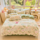 GobekUsa Cartoon Print Milk Velvet Bedding Set: Cozy, Skin-Friendly Winter Bedclothes