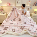 GobekUsa Cartoon Printed Lamb Wool Blanket: Soft, Skin-Friendly Sofa Cover for All Seasons