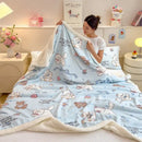 GobekUsa Cartoon Printed Lamb Wool Blanket: Soft, Skin-Friendly Sofa Cover for All Seasons