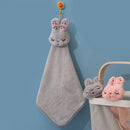 Cartoon rabbit coral velvet hand towel set kitchen plush bunny decor by Decorbites