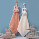 Cartoon rabbit coral velvet hand towel set kitchen plush bunny decor by Decorbites