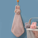 Cartoon rabbit coral velvet hand towel set kitchen plush bunny decor by Decorbites
