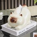 GobekUsa Cartoon Siamese Kitten Ceramic Tissue Box for Coffee Table and Desk