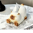 GobekUsa Cartoon Siamese Kitten Ceramic Tissue Box for Coffee Table and Desk