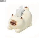 GobekUsa Cartoon Siamese Kitten Ceramic Tissue Box for Coffee Table and Desk