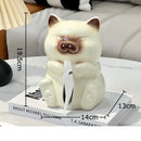 GobekUsa Cartoon Siamese Kitten Ceramic Tissue Box for Coffee Table and Desk