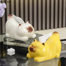 GobekUsa Cartoon Siamese Kitten Ceramic Tissue Box for Coffee Table and Desk