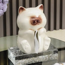 GobekUsa Cartoon Siamese Kitten Ceramic Tissue Box for Coffee Table and Desk