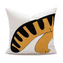 Cartoon tiger embroidered yellow cotton pillow cover bedroom by Decorbites