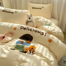 GobekUsa Cartoon Towel Embroidery Bedding Set - Queen Size Bedclothes
