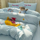 GobekUsa Cartoon Towel Embroidery Bedding Set - Queen Size Bedclothes