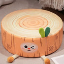 Cartoon tree stump cushion brown plush pillow for bedroom decor by Decorbites