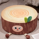 Cartoon tree stump cushion brown plush pillow for bedroom decor by Decorbites