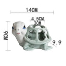 Cartoon turtle ceramic 3 slot planter living room green & white decor by Decorbites