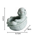Cartoon turtle ceramic flower vase light green living room decor by Decorbites