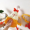 Cartoon yellow & white chicken coral velvet hand towel kitchen decor by Decorbites