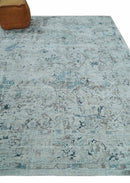 Carved 8x10 Silver, Gray and Charcoal Modern Abstract Handmade Art Silk and Wool Area Rug by The Rug Decor
