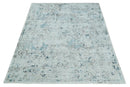Carved 8x10 Silver, Gray and Charcoal Modern Abstract Handmade Art Silk and Wool Area Rug by The Rug Decor