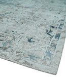 Carved 8x10 Silver, Gray and Charcoal Modern Abstract Handmade Art Silk and Wool Area Rug by The Rug Decor