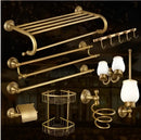 GobekUsa Carved Antique Bronze Brass Bathroom Accessories Set with Solid Bath Hardware