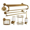 GobekUsa Carved Antique Bronze Brass Bathroom Accessories Set with Solid Bath Hardware