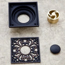 Carved black bronze anti-odor brass floor drain bathroom hardware by Decorbites