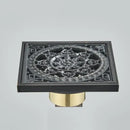 Carved black bronze anti-odor brass floor drain bathroom hardware by Decorbites