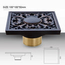 Carved black bronze anti-odor brass floor drain bathroom hardware by Decorbites