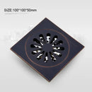 Carved black bronze anti-odor brass floor drain bathroom hardware by Decorbites