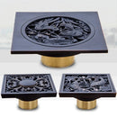 Carved black bronze anti-odor brass floor drain bathroom hardware by Decorbites