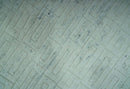Carved Texture Modern Geometrical Bricks Design Ivory and Light Blue Hand Knotted 5x8 wool Area Rug by The Rug Decor