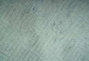Carved Texture Modern Geometrical Design  Custom Made  Ivory and Light Blue Wool Area Rug