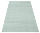 Carved Texture Modern Geometrical Design  Custom Made  Ivory and Light Blue Wool Area Rug