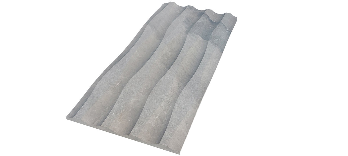 Natural Stone 3D Wall Panel - Hand Carved Wavy Design Texture