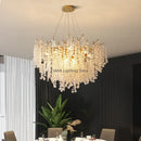 GobekUsa Circular Crystal Chandelier Living Room Pendant Lights LED Indoor Decoration