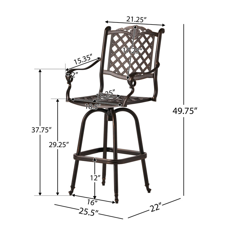 Cast Aluminum Bar Stool - Copper, photo 3 of 4