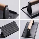 GobekUsa Cast Iron Steak Press Plate with Wooden Handle - Rectangular Meat Press Tool