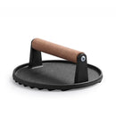 GobekUsa Cast Iron Steak Press Plate with Wooden Handle - Kitchen Barbecue Tool