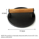 GobekUsa Cast Iron Steak Press Plate with Wooden Handle - Kitchen Barbecue Tool